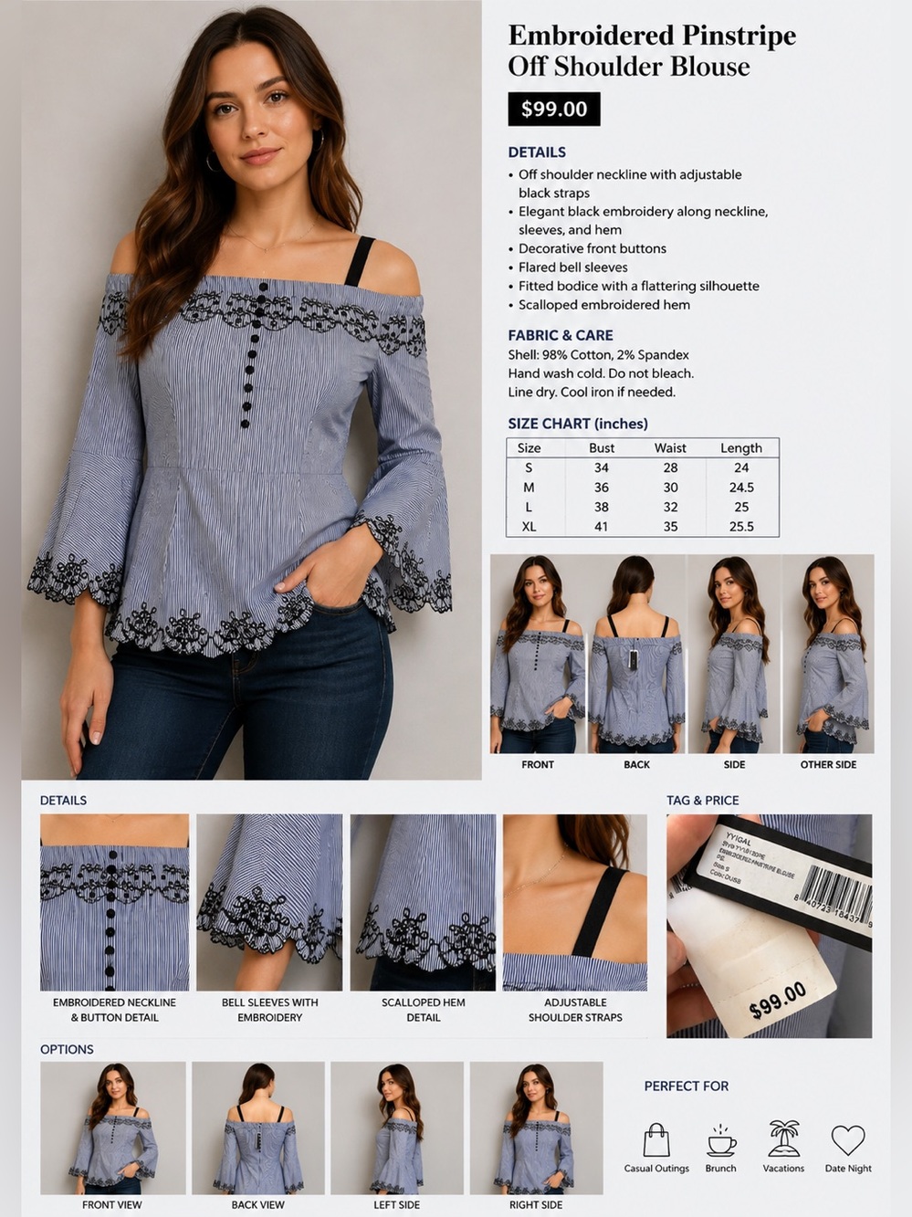 Elegant Off-Shoulder Striped Blouse